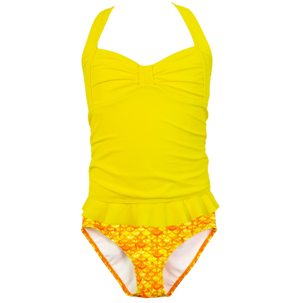 Destiny's Tropical Sunrise Mermaid Clamshell Tankini Set FinFriends