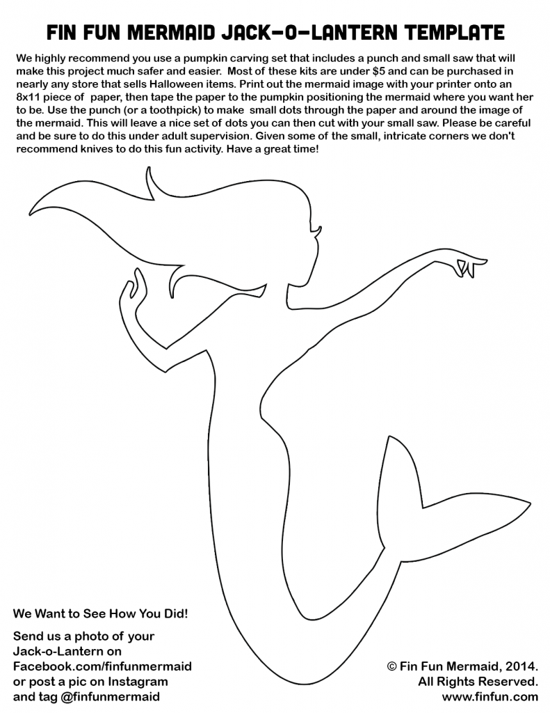 mermaid pumpkin carving template