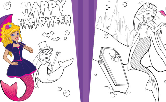 Halloween Mermaidens Coloring Pages