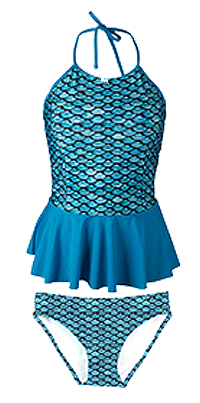 Tidal Teal Tankini Set for Girls