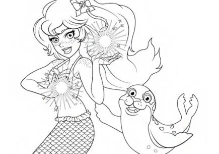 Mermaiden Brynn and Fergus Coloring Page