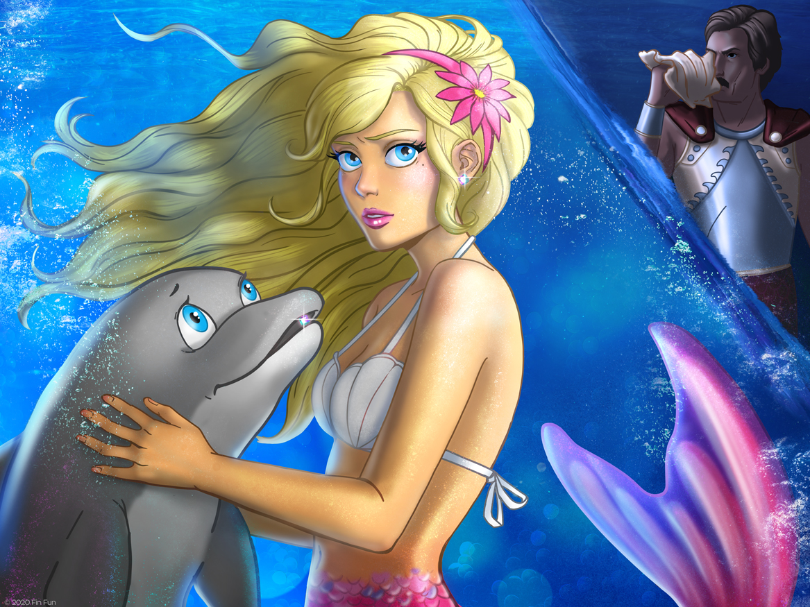 mermaiden waverlee and bubbles the dolphin